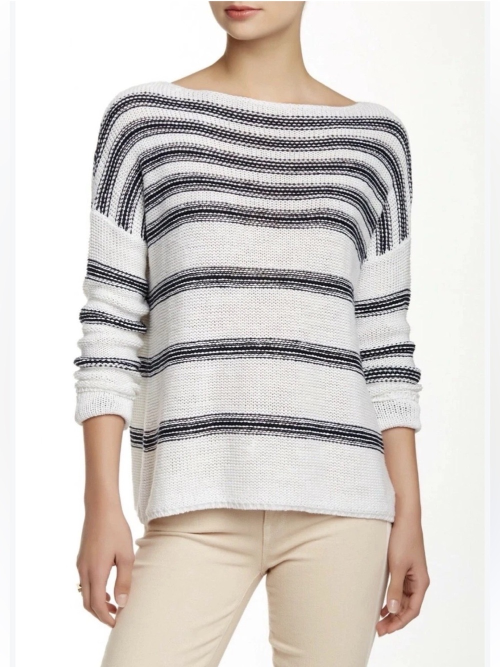 Vince Textured Stripe Linen Sweater